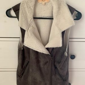Suede fur lined vest